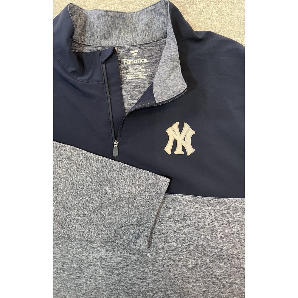 Fanatics New York Yankees Iconic Half Zip Mock Neck Pullover Grey Mens 3XL
